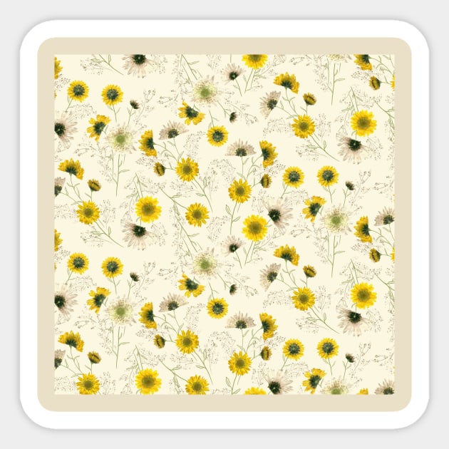 Pressed Yellow Flowers Sticker by Carolina Díaz